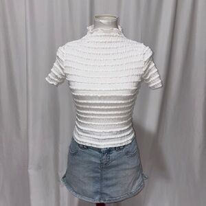 Women’s White Smocked Short Sleeve Top